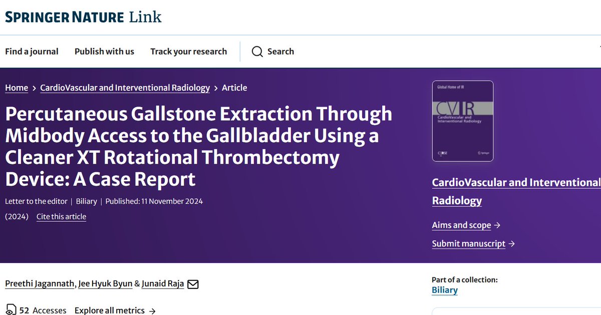 Preethi Jagannath, MBBS (@preethijaganna2) on Twitter photo Excited to share that one of our works at <a href="/UABRadiology/">UAB Radiology</a> , Division of Interventional Radiology has been published in CardioVascular and Interventional Radiology! 🎉
#Match2025 #IMproud #Medtwitter #InternalMedicine #collaboration #evidencebasedmedicine #Researchwork Excited to share that one of our works at <a href="/UABRadiology/">UAB Radiology</a> , Division of Interventional Radiology has been published in CardioVascular and Interventional Radiology! 🎉
#Match2025 #IMproud #Medtwitter #InternalMedicine #collaboration #evidencebasedmedicine #Researchwork