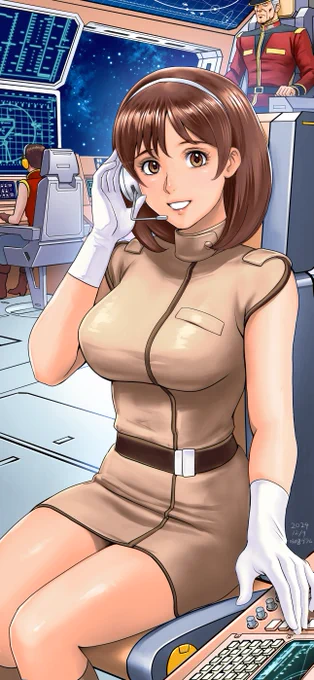 Skeb納品しました。ゲーム「ガンダム戦記」よりノエル・アンダーソンさんエゥーゴ制服verを描きました。後ろにいる艦長は生存してエゥーゴに加わっていたシナプス艦長という想定です。 