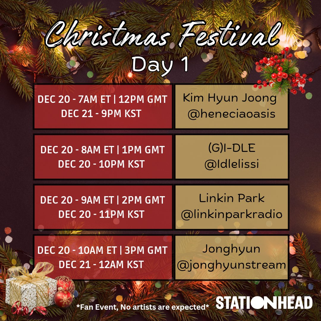 brosesradio's tweet image. LINEUP (Day 1)

These are the Christmas houses we will visit 🎄 , every station will have 1 hour and have about 3 songs of Christmas cheer along with their artists music ☃️

Please share and invite everyone 🎅

#SHXmasFest2024 @STATIONHEAD