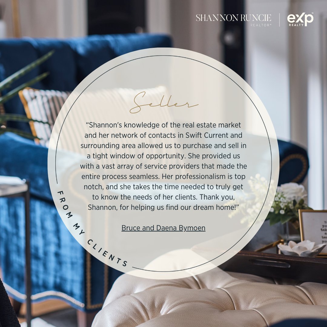 Client Love 🌟

It was such an honour to help Bruce and Daena navigate the real estate market in Swift Current! 🏡 From selling to purchasing their dream home, we worked together to make the process seamless and stress-free.

#RealEstate #SwiftCurrent #Testimonial  #EXPRealty