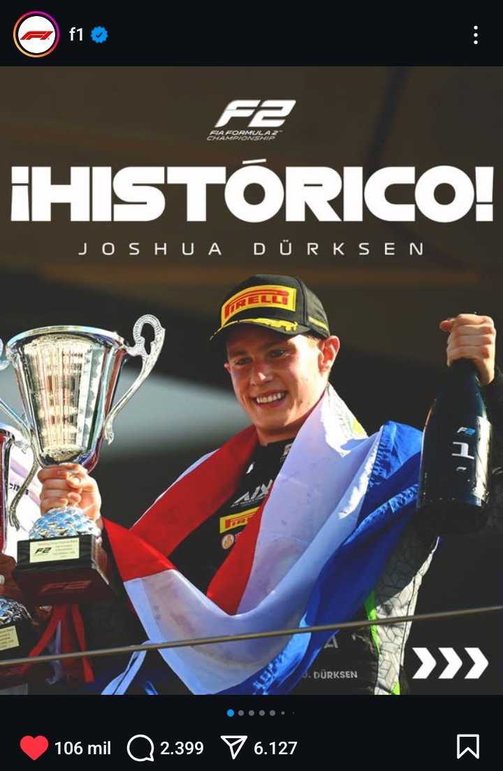 Duerksenismo's tweet photo. El POST de la Cuenta Oficial de la #F1
dedicado a Joshua Duerksen ya tiene más de 106.000 ♥️

#JoshuaDuerksen #JD24 #F2 https://t.co/YTzh4JxOQ4