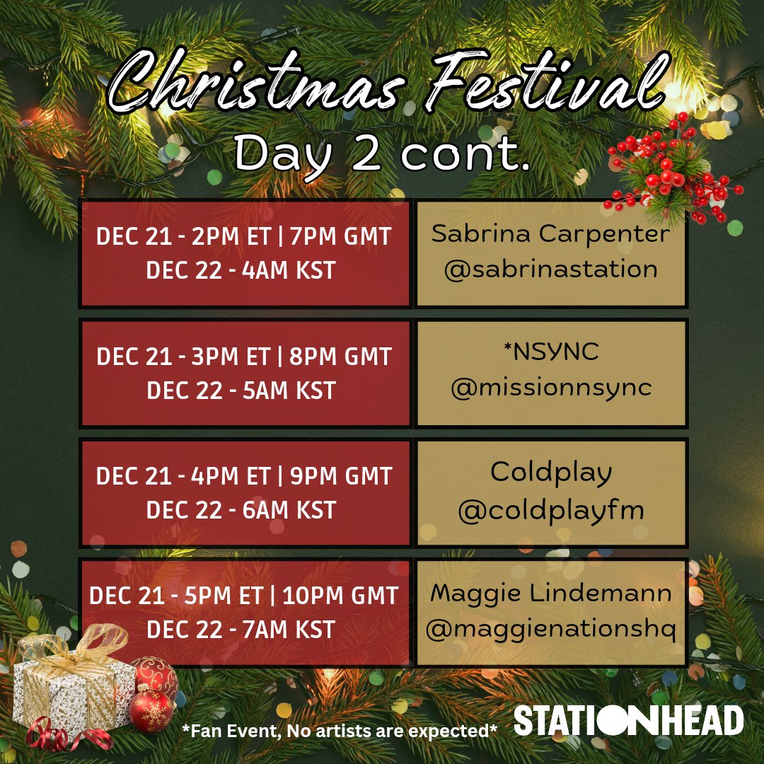 brosesradio's tweet image. LINEUP (Day 2)

These are the Christmas houses we will visit 🎄 , every station will have 1 hour and have about 3 songs of Christmas cheer along with their artists music ☃️

Please share and invite everyone 🎅

#SHXmasFest2024 @STATIONHEAD
