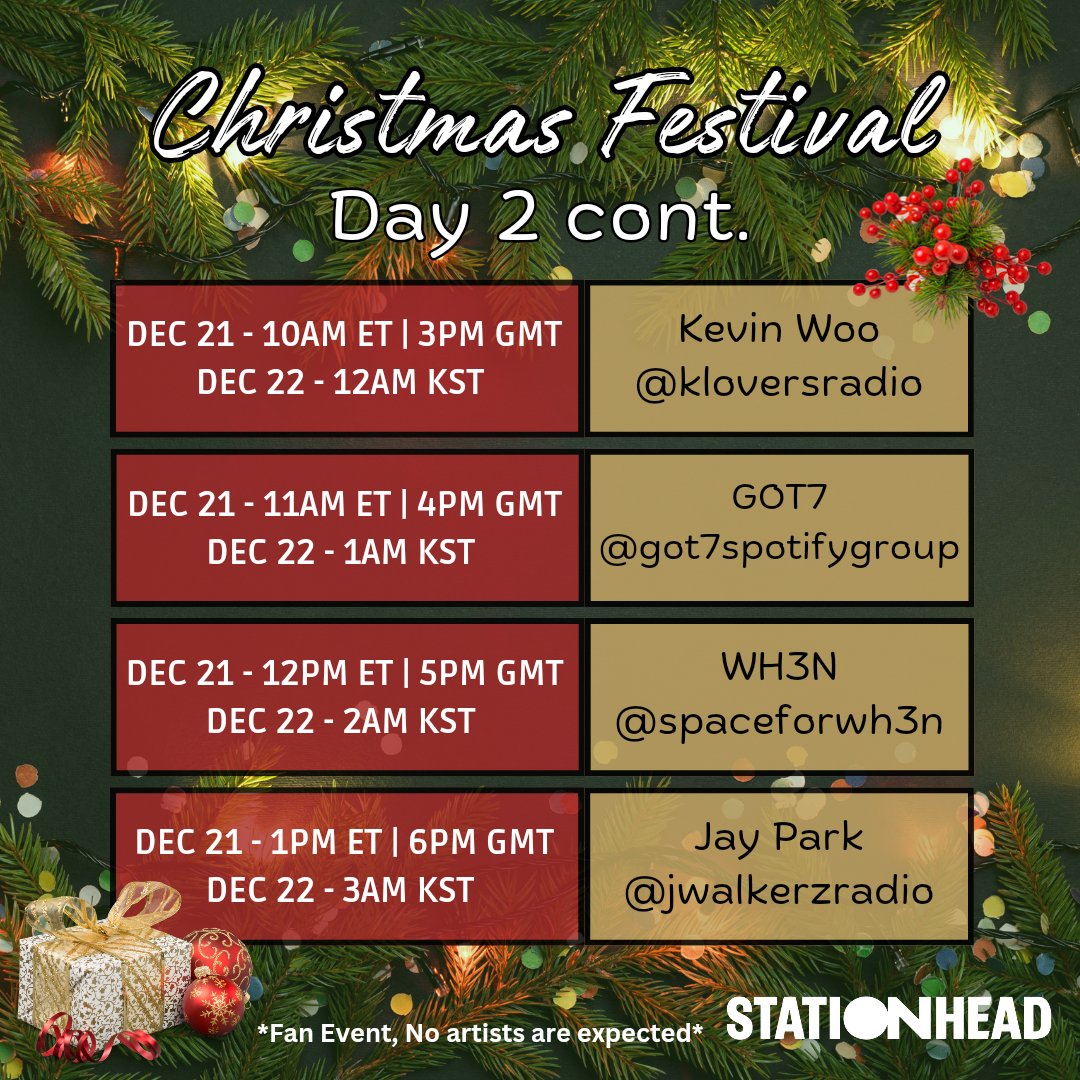 brosesradio's tweet image. LINEUP (Day 2)

These are the Christmas houses we will visit 🎄 , every station will have 1 hour and have about 3 songs of Christmas cheer along with their artists music ☃️

Please share and invite everyone 🎅

#SHXmasFest2024 @STATIONHEAD