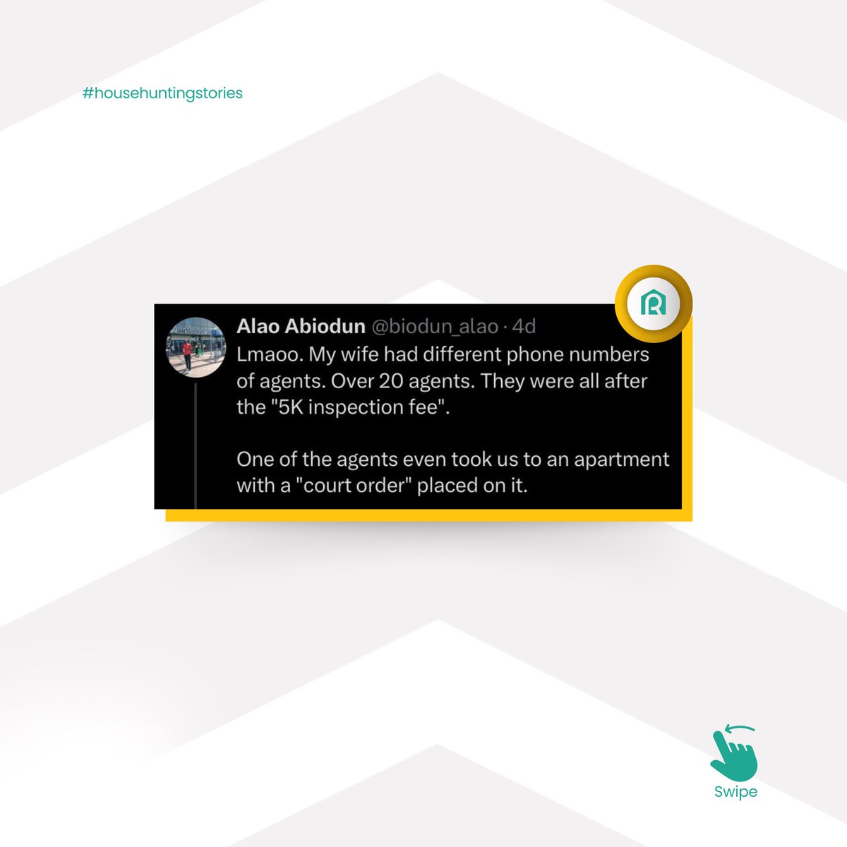 roomscout_'s tweet photo. “The toilet was in the kitchen”
House hunting stories are never ending.
Have you ever had such crazy experiences?
#roomscout #realestate #realestateagent #rent #landlord #lagosagent #lagos https://t.co/3YYqT8p42O