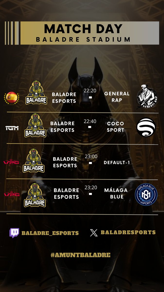 •| MARCH DAY |•

Comienzan los playoffs de ascenso en <a href="/IVFA_Spain/">IVFA Spain</a> 🔥

Jornada 16ª en <a href="/LigaTGM/">Liga TGM</a> frente a <a href="/CocoeSports/">Team Coco Sport🌴🥥</a> 

Nueva jornada en <a href="/VPG_Spain/">Virtual Pro Gaming España</a> dónde nuestros chicos buscarán la victoria frente a <a href="/Malaga_Blue/">Malaga Blue</a>