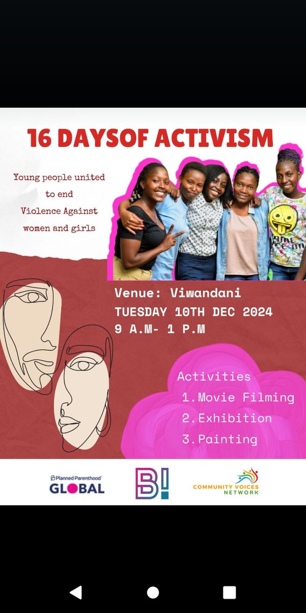 SamuelWanga001's tweet photo. It's happening tomorrow at Viwandani ,Use of art and media to empower informal community in fighting violence against women ..
Time to change narrative is now 
#justice
#endGvb
#endfemicide
@ppglobe 
@Billi_NowNow 
#sautizetu254 https://t.co/KWDNjUpBp1