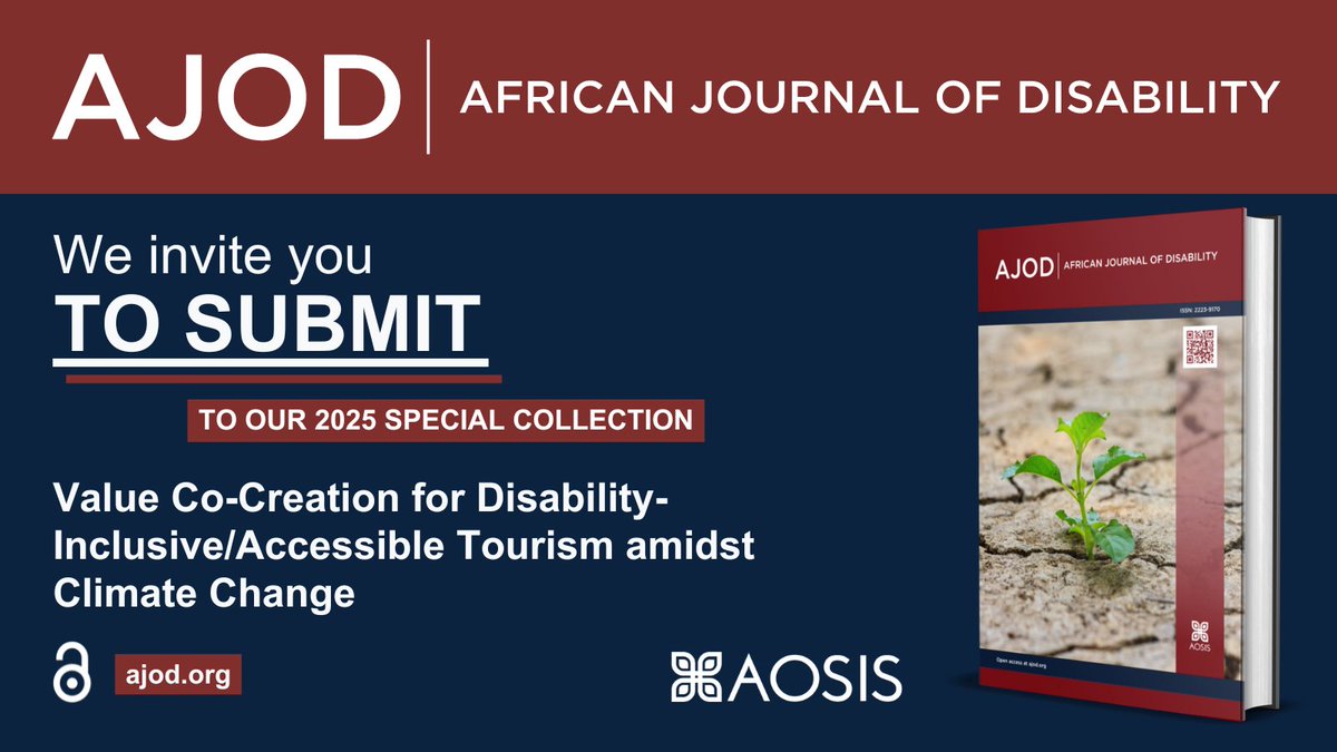 🌍 Calling all Accessible/Disability Tourism &amp; Hospitality researchers, educators, and stakeholders across Africa! Let's amplify the African voice in Accessible Tourism discourse. Contribute to our Special Issue—details here: aosis.co.za/news-value-co-…