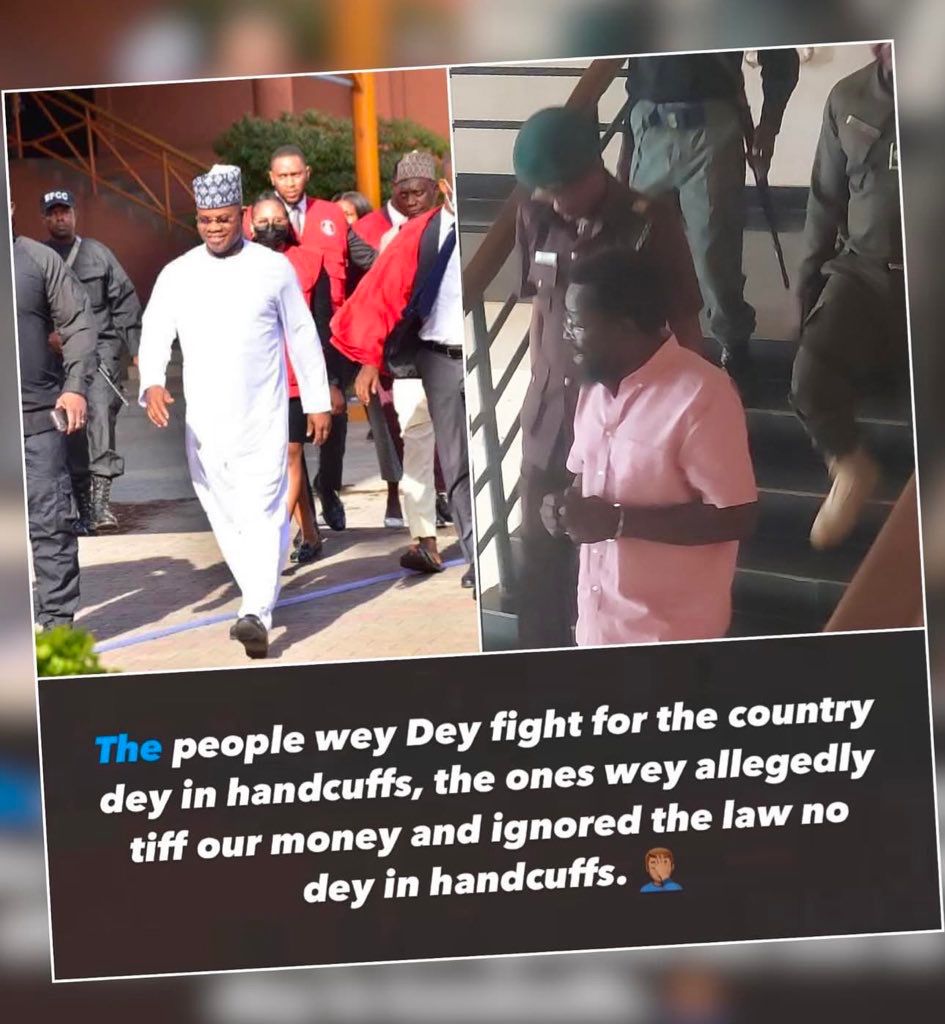 ChidiOdinkalu's tweet photo. They took @DeleFarotimi who has never touched a kobo of #Nigeria's money &amp; put him in handcuffs less than a fortnight after @OfficialGYBKogi swagged into the offices of @officialEFCC b4 showing up in court as a superstar. Dele set these guys up &amp; they're falling for it. https://t.co/PyHpSqUgZn