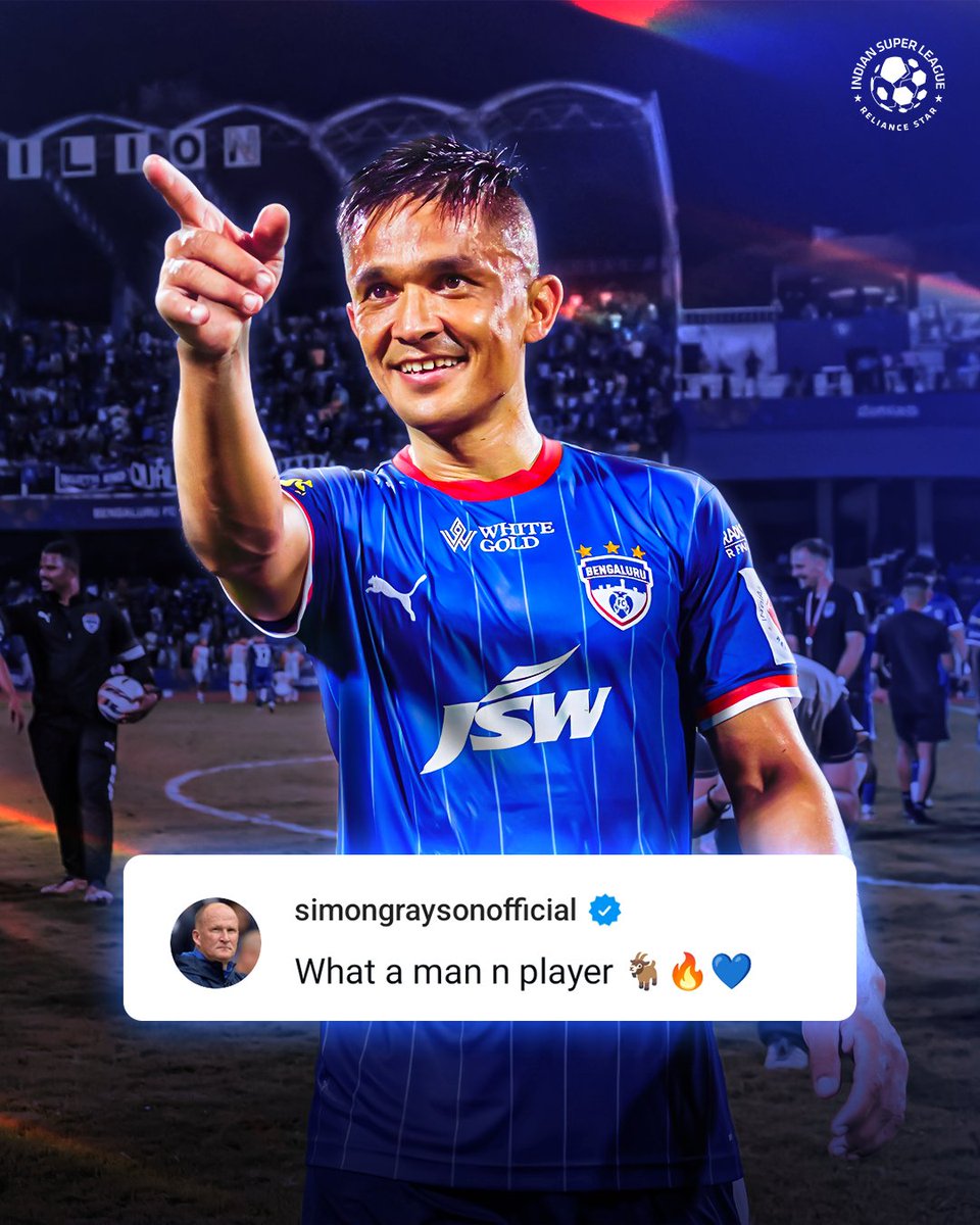 IndSuperLeague's tweet photo. We all agree with #SimonGrayson! ๐ฏ
#BFCKBFC #ISL #LetsFootball #BengaluruFC #SunilChhetri https://t.co/IaAaNL2Q9L