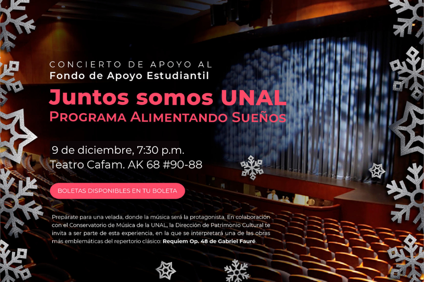 BogotaUNAL's tweet photo. #SomosCultura 🎼 ¡HOY! Concierto 'Réquiem de Fauré', para recaudar fondos para apoyos alimentarios 🥗 que beneficien a los #EstudiantesUNAL 🧑‍🎓 ¡Juntos Somos UNAL! 👏 Boletas 👉 https://t.co/ibdXYb7Xii Organiza: Fondo de Apoyo Estudiantil - FAE de la @UNALOficial #SomosSolidaridad https://t.co/kYa7aWEAvg