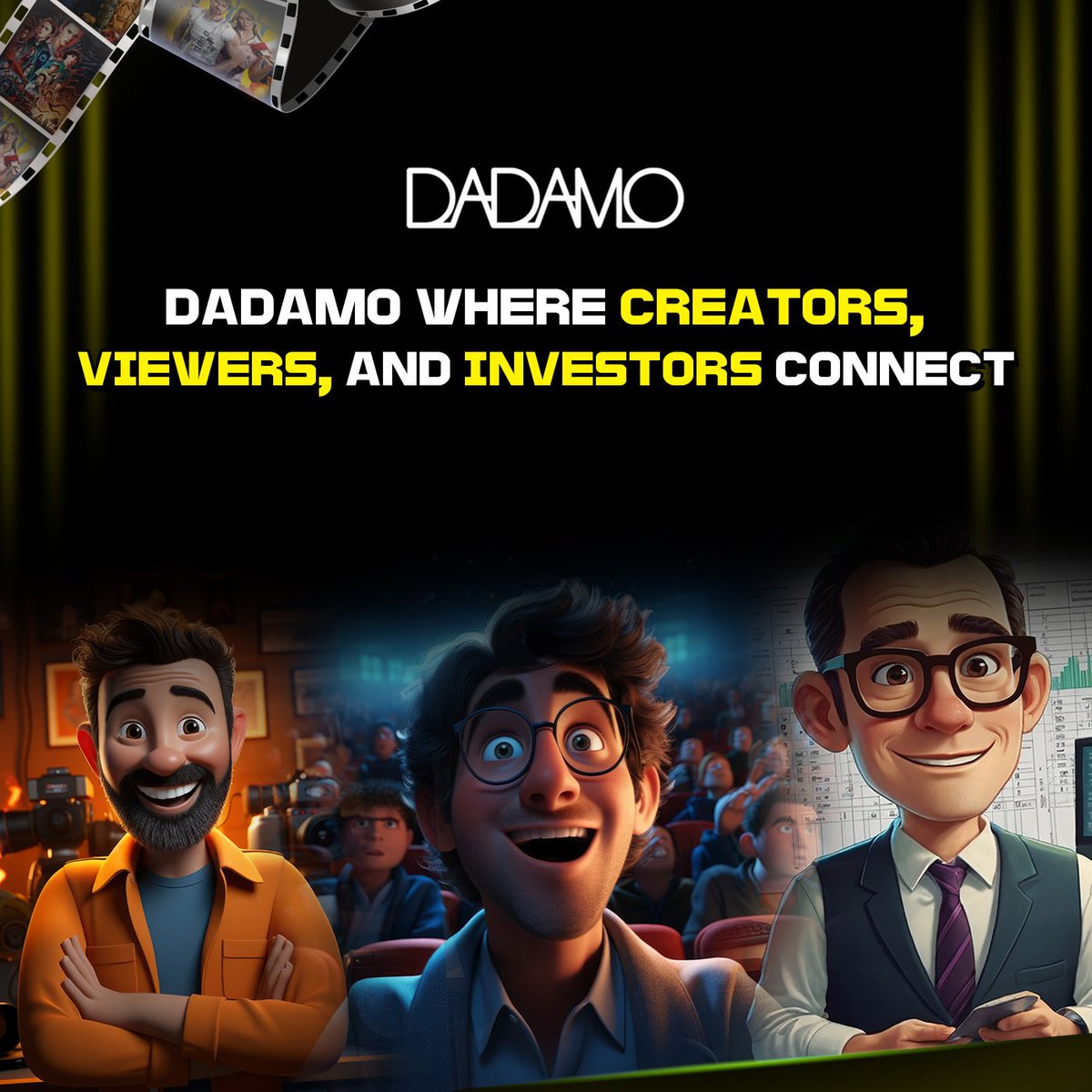 DADAMO_Base's tweet photo. 🎬 A New Era for Creators, Viewers &amp; Investors! 🚀

DADAMO is revolutionizing entertainment by connecting creators, audiences, and investors on one powerful platform. 💡🌍

#DADAMO #Web3 #Entertainment #Crypto #netflixcrash https://t.co/ij84ggECyh