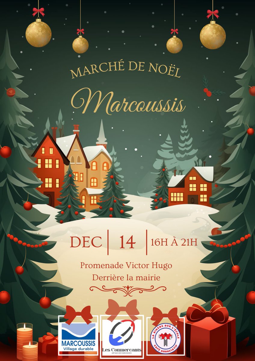 FabriceLmp_pro's tweet photo. Bonjour,
Le marché de Noël de Marcoussis vous attend le samedi 14 décembre 2024 de 16h à 21h 
Promenade Victor Hugo Derrière la mairie. C'est l'occasion parfaite pour faire vos  achats et cadeaux de Noël, vous régaler sur le stands de Pascal  avec Agneau aux feu de bois, flageolets jambon à l os au feu de bois frites maison il y aura du saumon fumé truite fumée rillettes de poisson bulot cuit maison et huitres en bourriche de 2 kilos. Vin chaud par l’association des commerçants et artisans de Marcoussis et autres boissons à la Sirène sur l’école, sans oublier une touche sucré avec les chocolats Régis Bouet et d'autres douceurs de la maison Pottier.
Sandrine de Passionnément à la folie et ses créations, Sandra de Synesens avec ces coffrets et une surprise, seront présentes et bien d'autres exposant, bijoux, objets déco...
Sans oublier que consommer local peut vous faire gagner des lots à la tombola, n’hésitez pas à vous rendre chez vos commerçants Marcoussissiens
Le tirage au sort ce déroulera avec le père Noël sur le marché 
À très vite