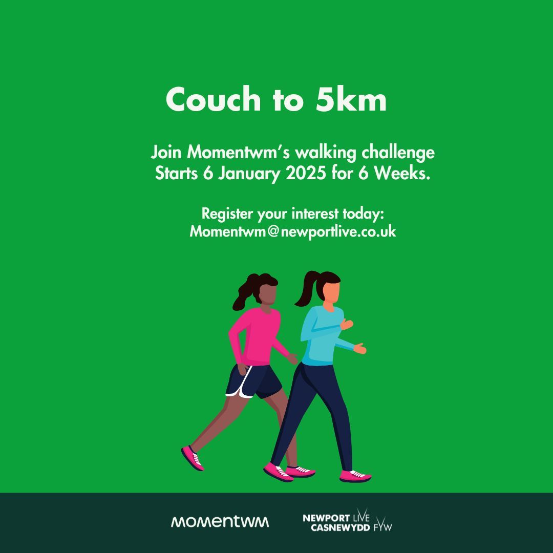 🚶‍♀️ Momentwm - Couch to 5km🚶‍♂️ 

This fun walking challenge starts 6 January 2025 for 6 weeks.

Find out more and register your interest:
buff.ly/3ZUb4UN