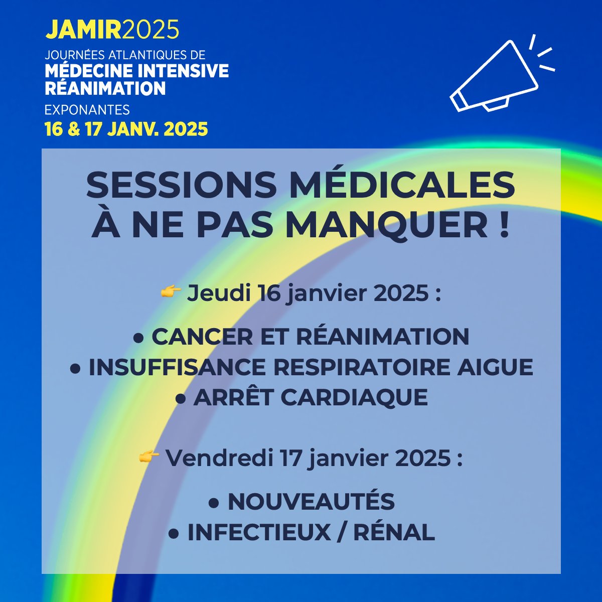 JAMIR (@jamir_nantes) on Twitter photo 📣 SESSIONS MÉDICALES À NE PAS MANQUER !
👉 Inscriptions : jamir.fr/inscription/
🗓️ Programme : jamir.fr/programme/
📚 Formation continue : polyvalence.org
#QUALIOPI
#jamirnantes #jamir2025 #medecineintensive #reanimation
@JBLascarrou
<a href="/dremcanet/">Emmanuel Canet</a>
<a href="/EmergencePco/">EMERGENCE PCO</a> 📣 SESSIONS MÉDICALES À NE PAS MANQUER !
👉 Inscriptions : jamir.fr/inscription/
🗓️ Programme : jamir.fr/programme/
📚 Formation continue : polyvalence.org
#QUALIOPI
#jamirnantes #jamir2025 #medecineintensive #reanimation
@JBLascarrou
<a href="/dremcanet/">Emmanuel Canet</a>
<a href="/EmergencePco/">EMERGENCE PCO</a>