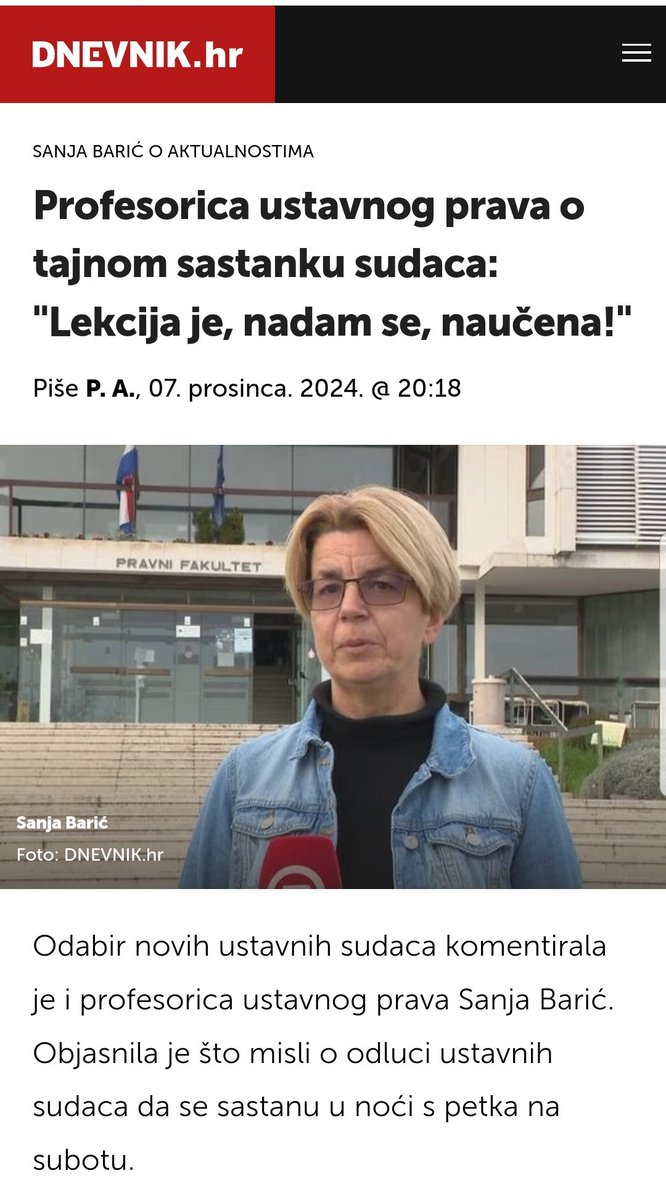 Očekivano, oglasila se i prof. ustavnog prava Sanja Barić. Ona je eklatantno kršenje Ustava desetero ustavnih sudaca proglasila "pokazateljem ispravnog i odgovornog funkcioniranja". Budući da prof. Barić predaje studentima, ova zemlja ima razloga strahovati za svoju budućnost.