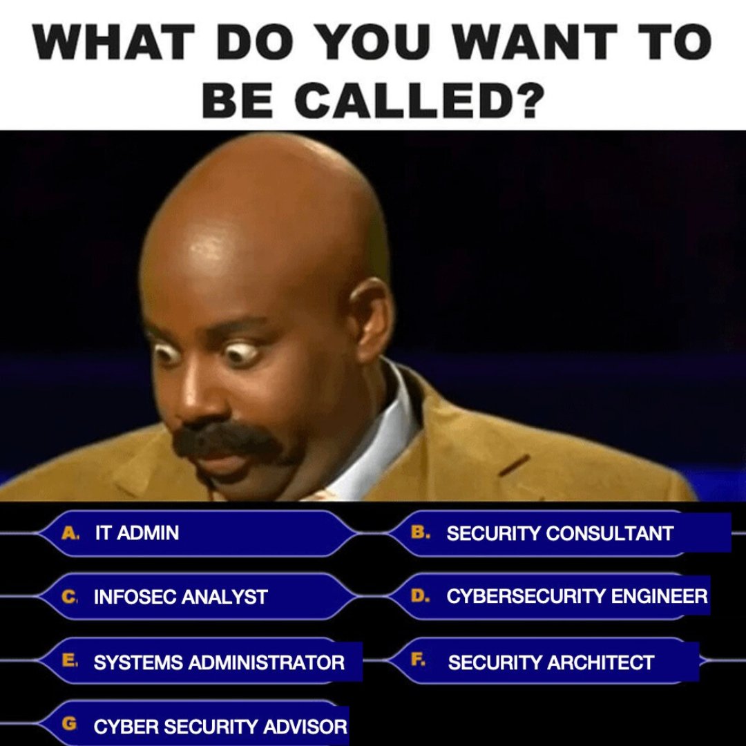 _zSecurity_'s tweet photo. When your job description is IT chaos, but your title better sound fancy! 💻🔒 What’s your pick?

#EthicalHacking #CyberSecurity #LearnToHack #Hacking #TechJargon #StayInformed #TechTips #CyberAwareness #HackerLife #CyberEssentials #SecurityTips #OnlineSafety #LearnCyberSecurity https://t.co/TOxs9bNmfD