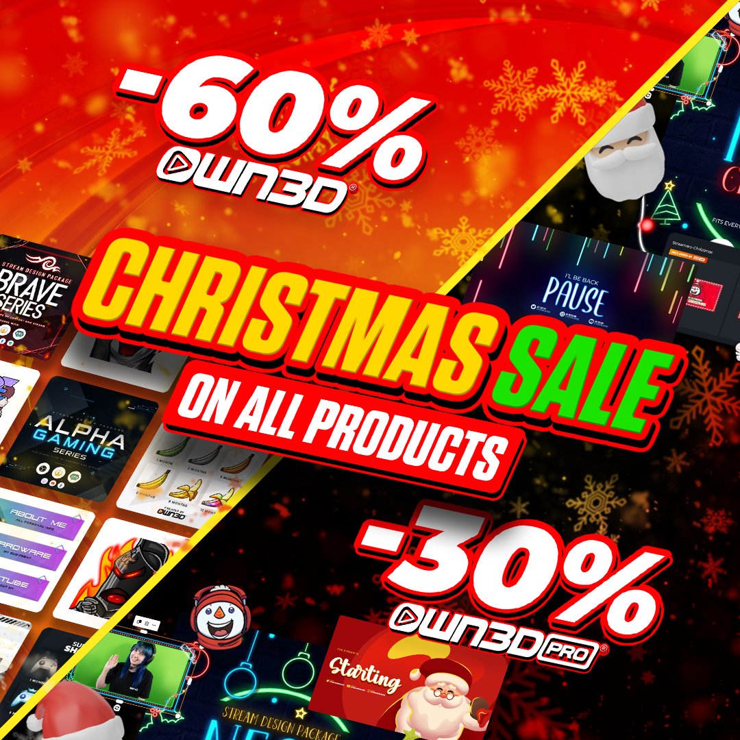🎄 It’s the Most Wonderful Time to Stream! 🎅 

Get 60% OFF OWN3D.tv with emotes, badges &amp; overlays or 30% OFF OWN3D Pro with festive widgets &amp; designs. Make your stream shine with Christmas magic!

🎁 own3d.tv/en/
🎅 store.own3d.pro/christmas
