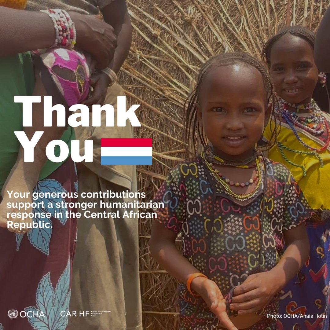 OCHA_CAR's tweet photo. #OCHAThanks Luxembourg 🇱🇺 for the 250 000 EUR contribution to @CBPFs in #CAR 🇨🇫. 

Your longstanding commitment helps us empower local responders to alleviate the suffering of people in need.
 
#InvestinHumanity #Localization @LuxembourgUN  @mfa_lu @LUinGeneva  @cooperation_lu https://t.co/9zHW6DwTdx