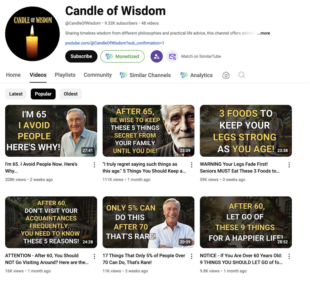The faceless wisdom story niche is blowing up FAST.

Found this channel this morning and it:

* Was only started 58 days ago
* Averages 440,000 views per month
* Generates $3,520/mo (ass. $8 RPM)

The content isn’t complicated either:

The A-roll is AI-generated images likely