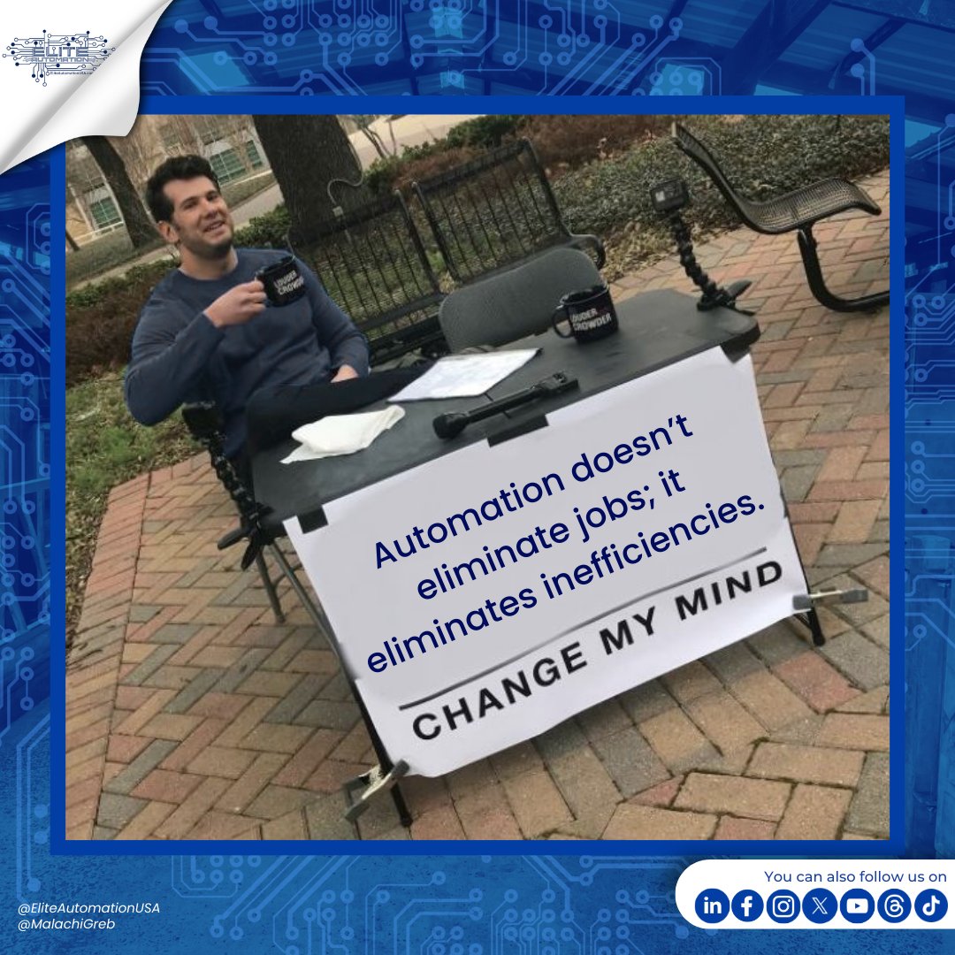 MalachiGreb's tweet image. Automation: Making Mondays Less Painful Since Forever #MemeMonday
Automation doesn’t steal jobs—it steals those endless meetings about inefficiencies.
#AutomationHumor #EfficientNotEvil #RobotsForTheWin #NoMoreInefficiencies