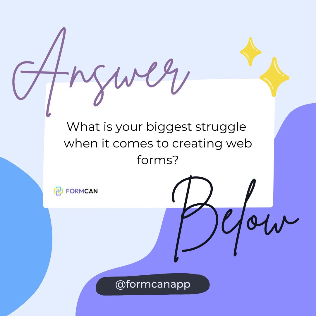 FormCanApp's tweet image. We know creating web forms isn’t always easy. From design challenges to functionality issues, there’s a lot that can trip you up.
💬 Tell us—what’s your biggest hurdle when it comes to building web forms?
#webforms #saas #webform #website #software #business