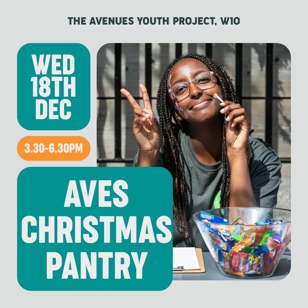Can you spare £1 or £2? 🌟 Our young people are running the #AvesChristmasPantry to give some extra support the W10 community this festive season.

Every penny raised goes towards 'Everyday Essentials' care packages for those in need. 💛

👉 Donate here: bit.ly/AvesXmasPantry