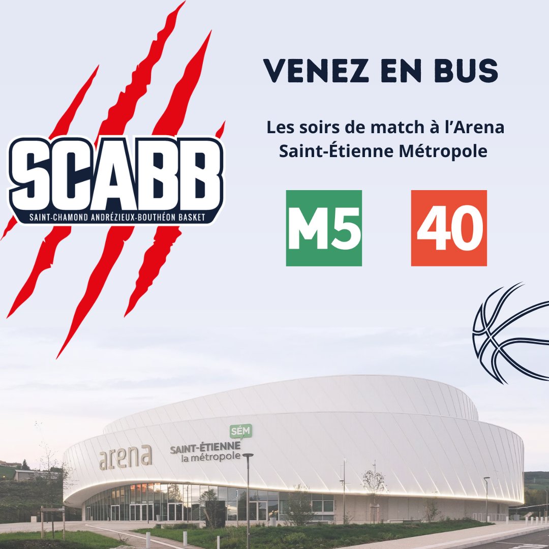 STAS_Officiel (@stas_officiel) on Twitter photo Soir de match🏀
Venez en bus supporter le <a href="/scabbasket/">SCABB I Saint-Chamond Andrézieux-Bouthéon Basket</a> à l'Arena <a href="/SteMetropole/">Saint-Étienne Métropole</a>, début du match opposant le SCABB à Rouen à 20h30 !
Pour desservir l’Arena, la STAS adapte les lignes M5 et 40 avant et après le match.
+ d'infos : reseau-stas.fr Soir de match🏀
Venez en bus supporter le <a href="/scabbasket/">SCABB I Saint-Chamond Andrézieux-Bouthéon Basket</a> à l'Arena <a href="/SteMetropole/">Saint-Étienne Métropole</a>, début du match opposant le SCABB à Rouen à 20h30 !
Pour desservir l’Arena, la STAS adapte les lignes M5 et 40 avant et après le match.
+ d'infos : reseau-stas.fr