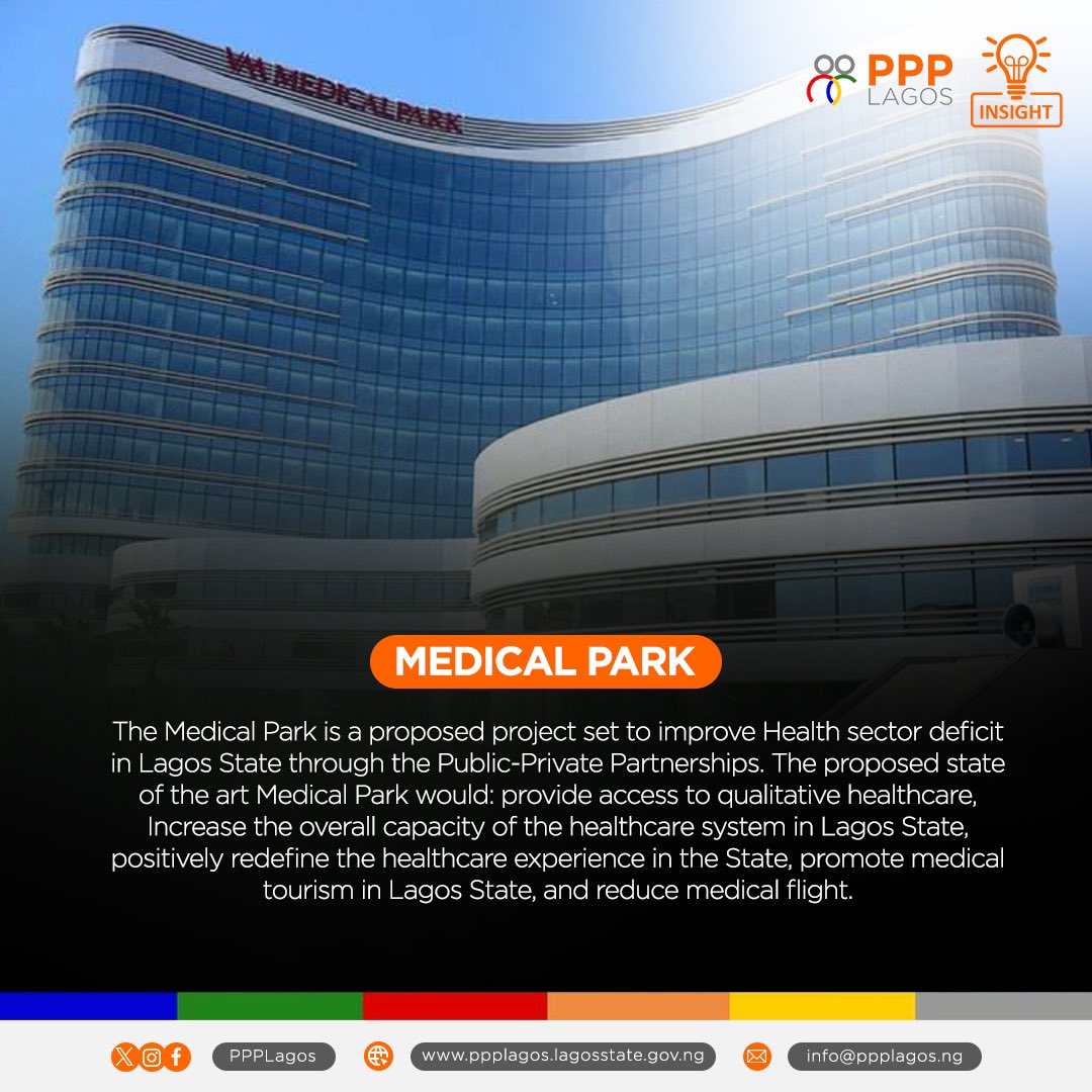 ppplagos's tweet photo. The Medical Park is a proposed project set to improve Health sector deficit in Lagos State through the Public-Private Partnerships. 
. https://t.co/rLGxkCoMKu