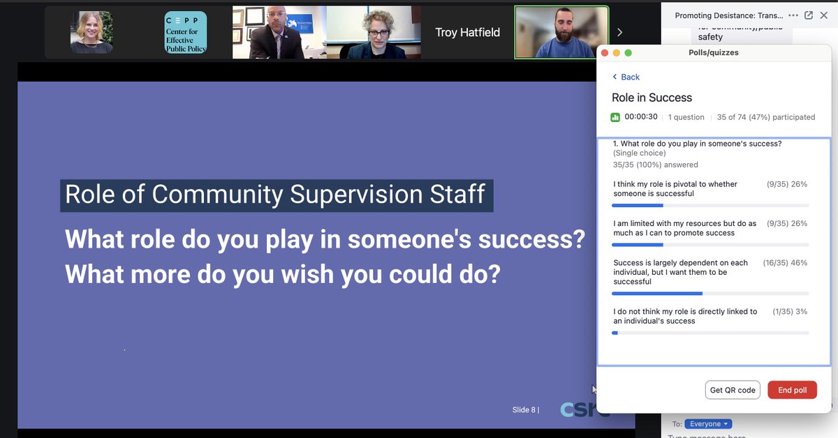 The Promoting Desistance: Transforming Community Supervision for Lasting Change webinar recording from the CSRC is now available.

Visit the CSRC website: communitysupervisioncenter.org/events/promoti…