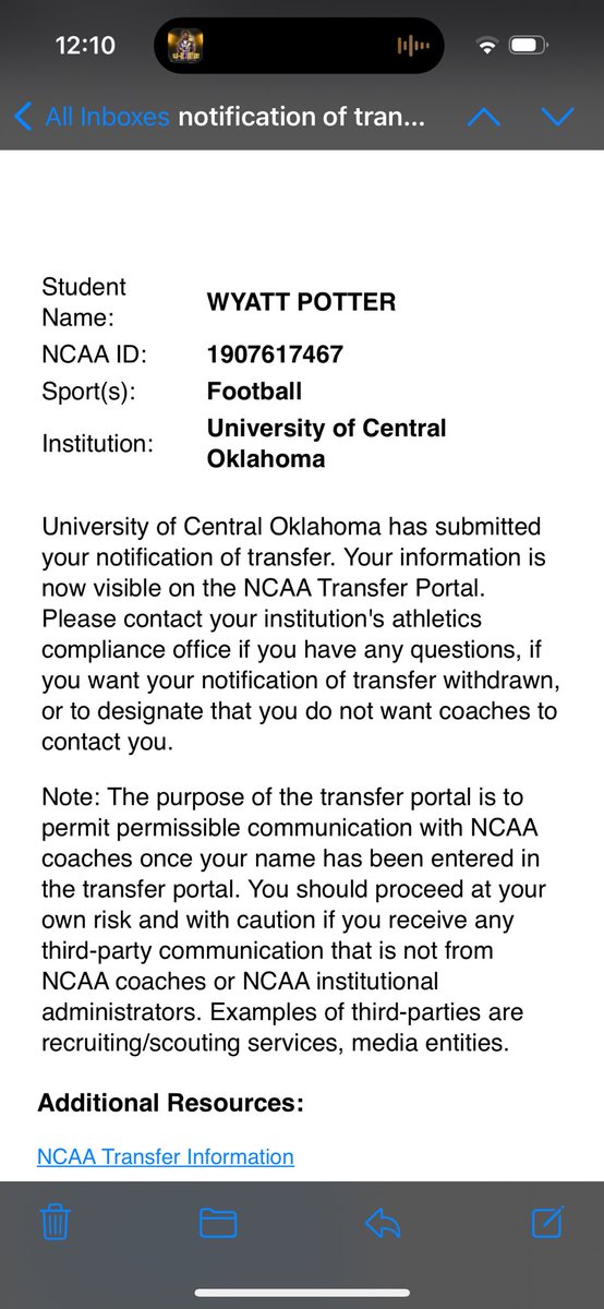 wyballa's tweet photo. Officially in the Transfer Portal
Safety
2 Years + Redshirt 
6’ 200lbs
(509)270-8602 https://t.co/4ruZH9d9Zp