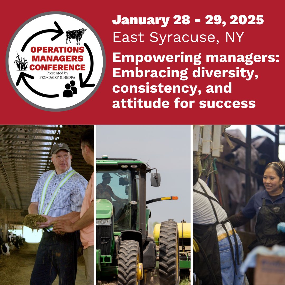 nedpa_ny's tweet photo. Registration is open for the 2025 Operations Managers Conference. Presented by @CornellProDairy &amp; NEDPA, this event trains dairy farm managers, elevating their management &amp; operations skills. Learn more and register to attend: https://t.co/DMnzay4Oit https://t.co/Dv6RWkDEjr