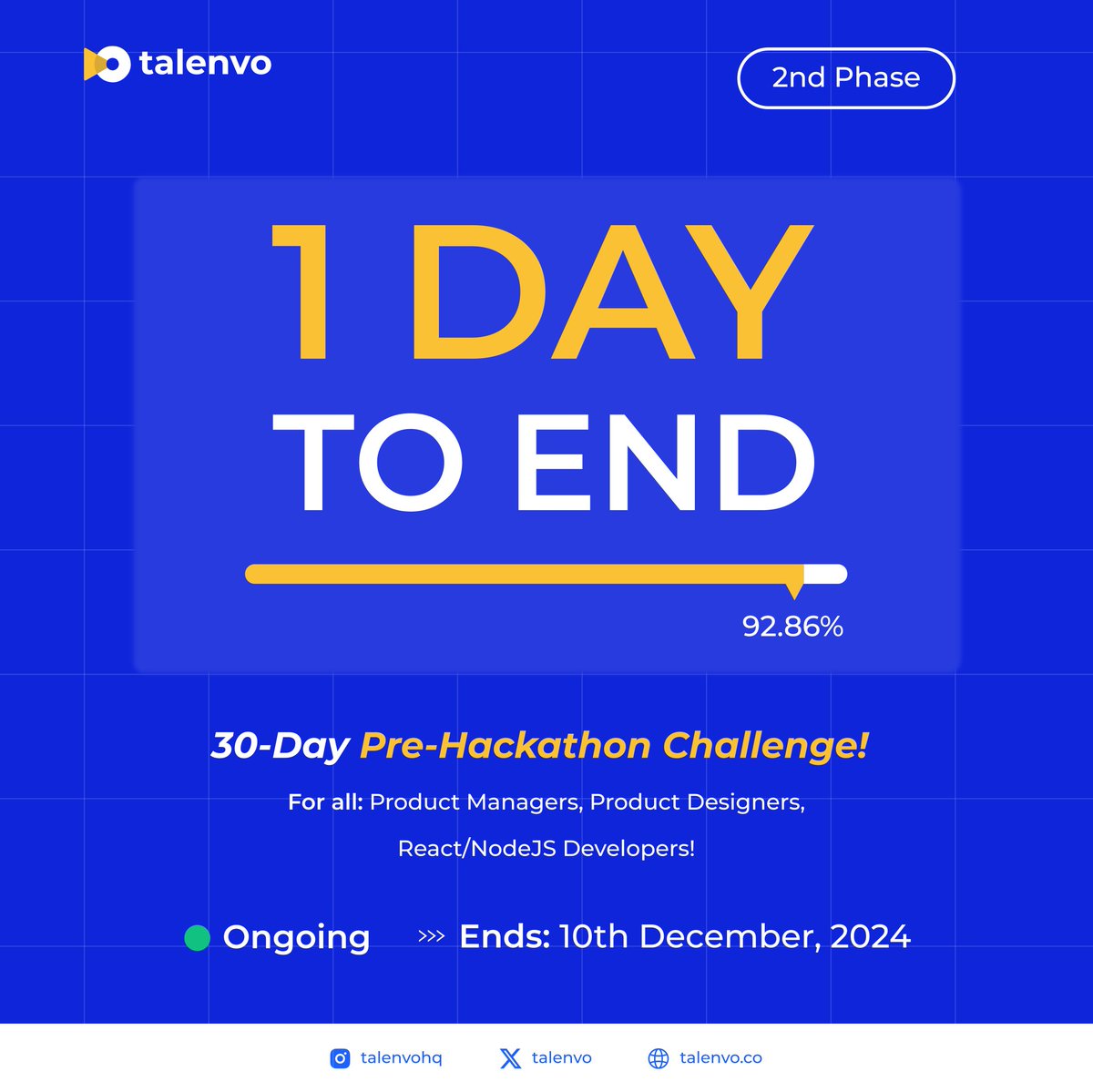 talenvo's tweet image. Momentum is building as the end draws near❕️❕️❕️
Teams shining bright 💡 Innovation flowing at it's smoothest🔥
We're more than excited to see it all👏
#Talenvo #Prehackathonchallenge #Techprojects