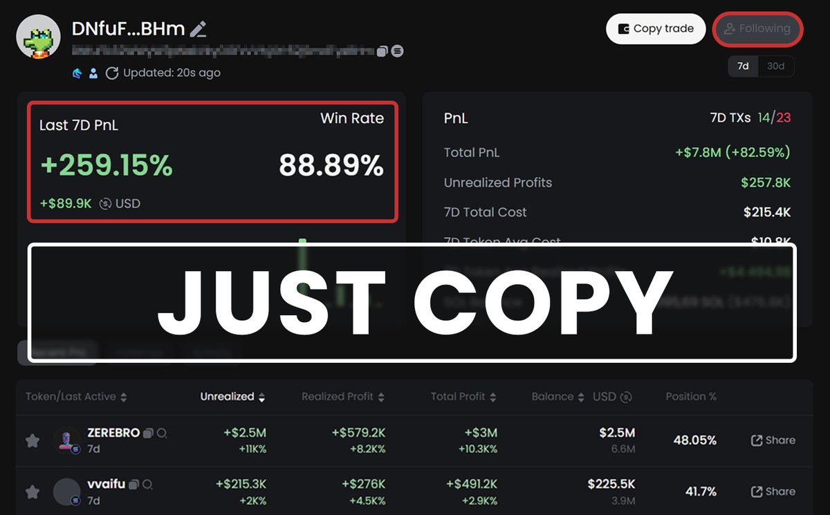 This insider made $89.9K trading memecoins.

The secret? Tracking wallets and copying trades.

Here’s a complete guide to finding insiders and replicating their results.

(insider wallet included at the end) 🧵👇