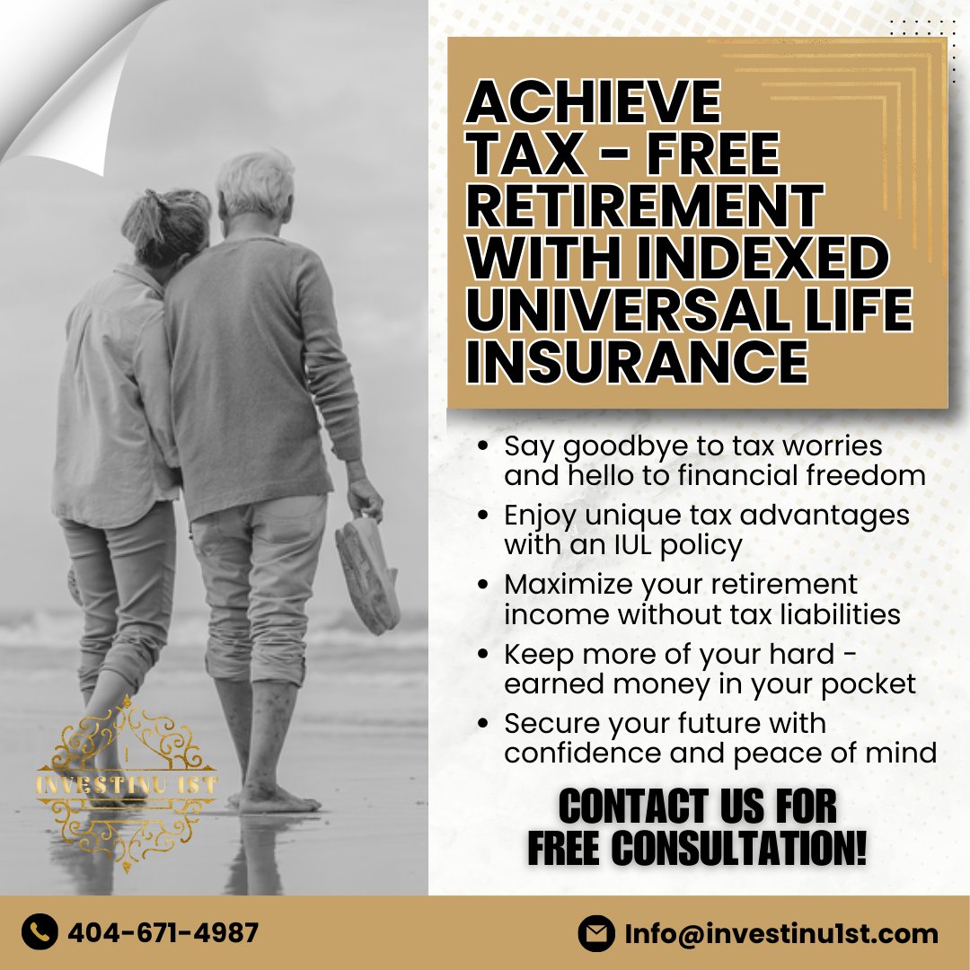 investinu1st's tweet image. Your journey to financial freedom starts here 🌱
Indexed Universal Life Insurance = tax-free retirement!

Schedule your FREE consultation today!

#FinancialSecurity #TaxFreeRetirement #LifeInsuranceExperts #SmartInvesting #FreeConsultation