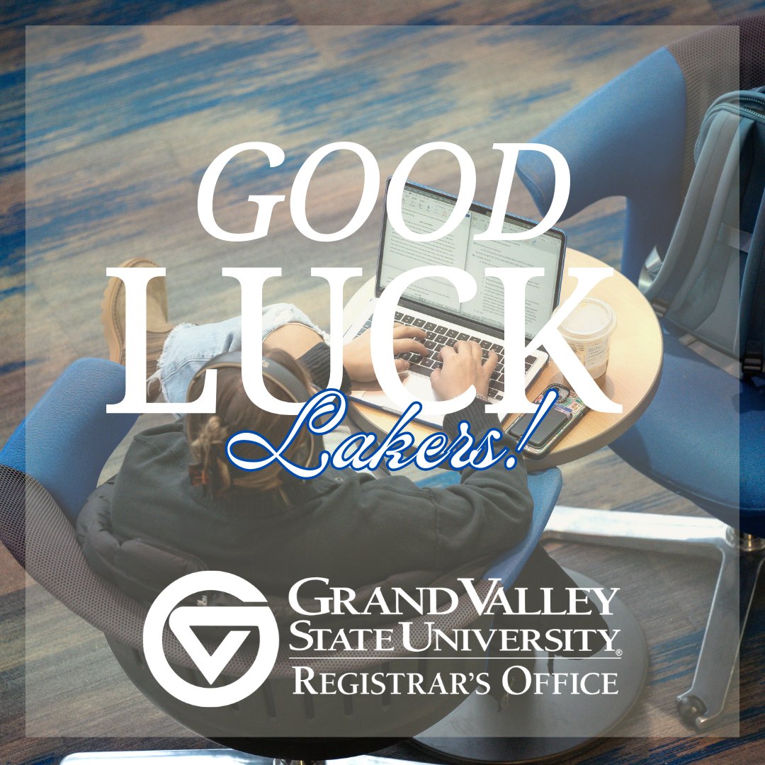 All the hard work you've put in to this semester has been leading up to this!

Take deep breaths and stay hydrated!
You've got this👏😊

#GVSU #GVReg #FinalExams #Finals #FinishLine