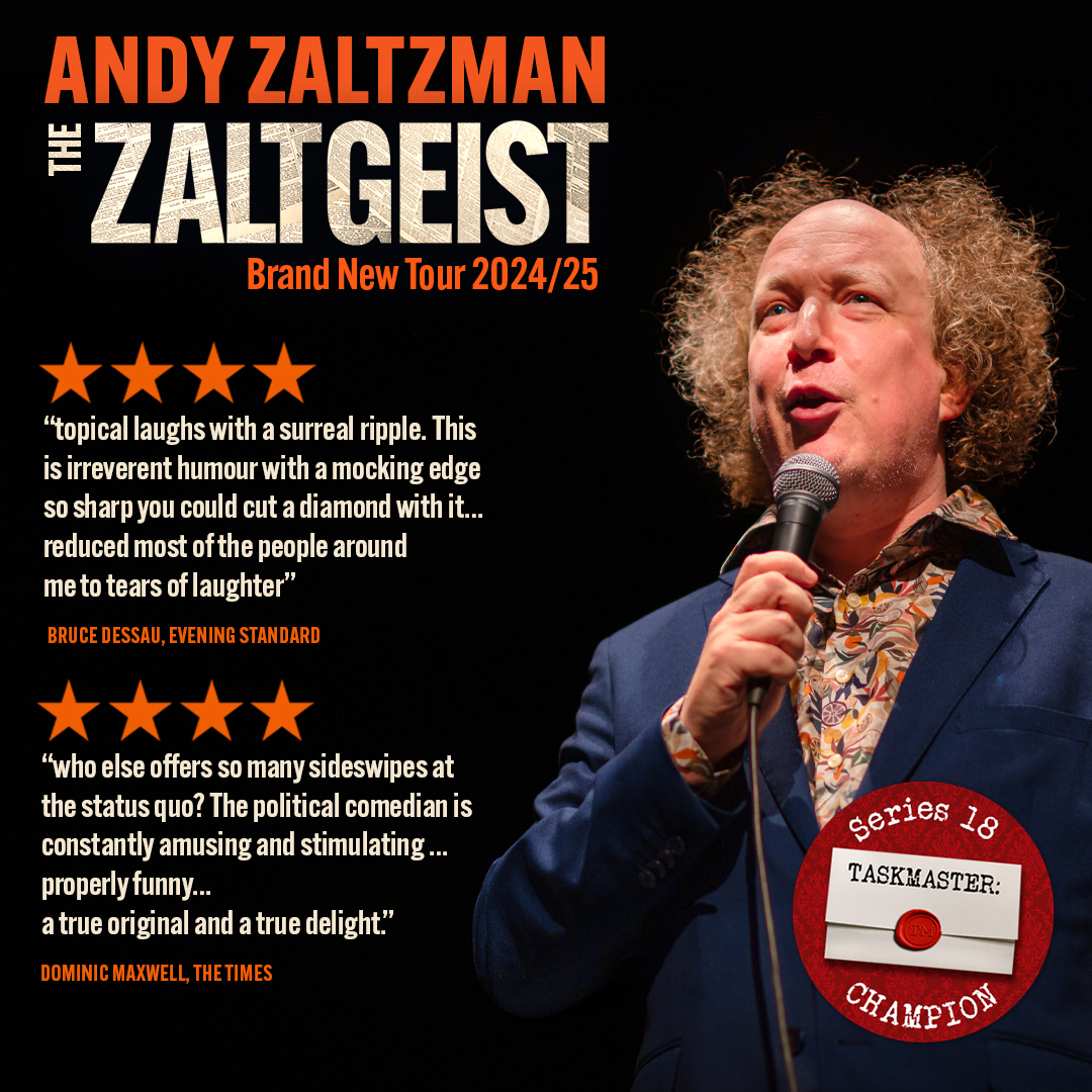 Avalon Comedy (@avaloncomedy) on Twitter photo See Andy Zaltzman, "a true original and a true delight" (Dominic Maxwell, The Times) on tour from January 2025. Tickets available via link below:
🎟️: andyzaltzman.co.uk See Andy Zaltzman, "a true original and a true delight" (Dominic Maxwell, The Times) on tour from January 2025. Tickets available via link below:
🎟️: andyzaltzman.co.uk