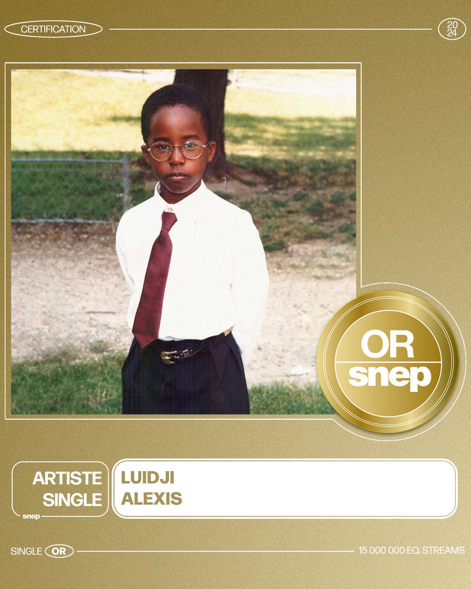 Le titre « Alexis » de Luidji est certifié Single Or ! 📀

15 000 000 équivalents streams 🎧

Bravo ! 👏