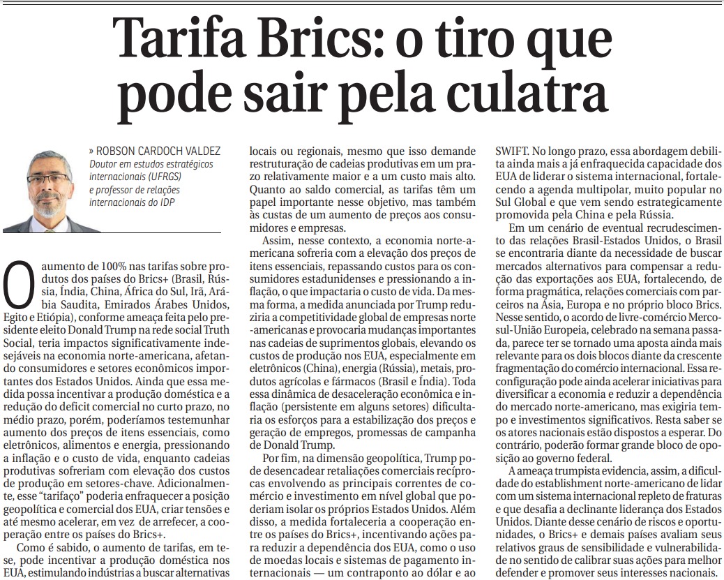 Olá queridos!

Compartilho com vocês meu artigo para a edição  de hoje (09/12/2024) do Correio Braziliense.

Leiam e compartilhem!😉