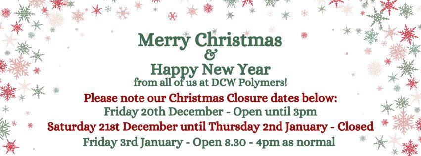 Advance notice!

We will be closing for the Christmas holidays at 3pm on Friday 20th December, reopening on Friday 3rd January!

Wishing you all a very Merry Christmas &amp; Happy New Year!