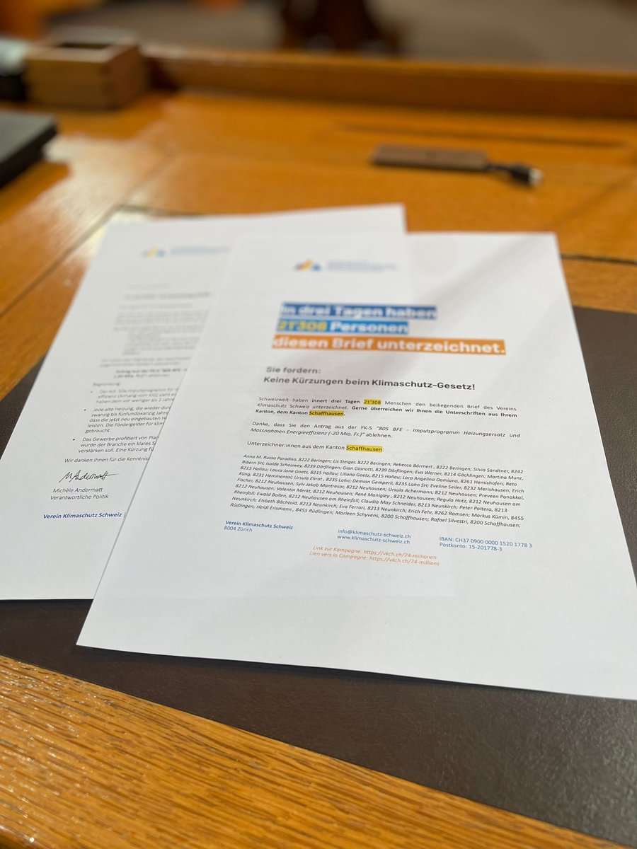 Offener Brief mit über 21'000 Unterschriften an Ständerat übergeben ✅ Keine Kürzungen beim Klimaschutz-Gesetz!!
