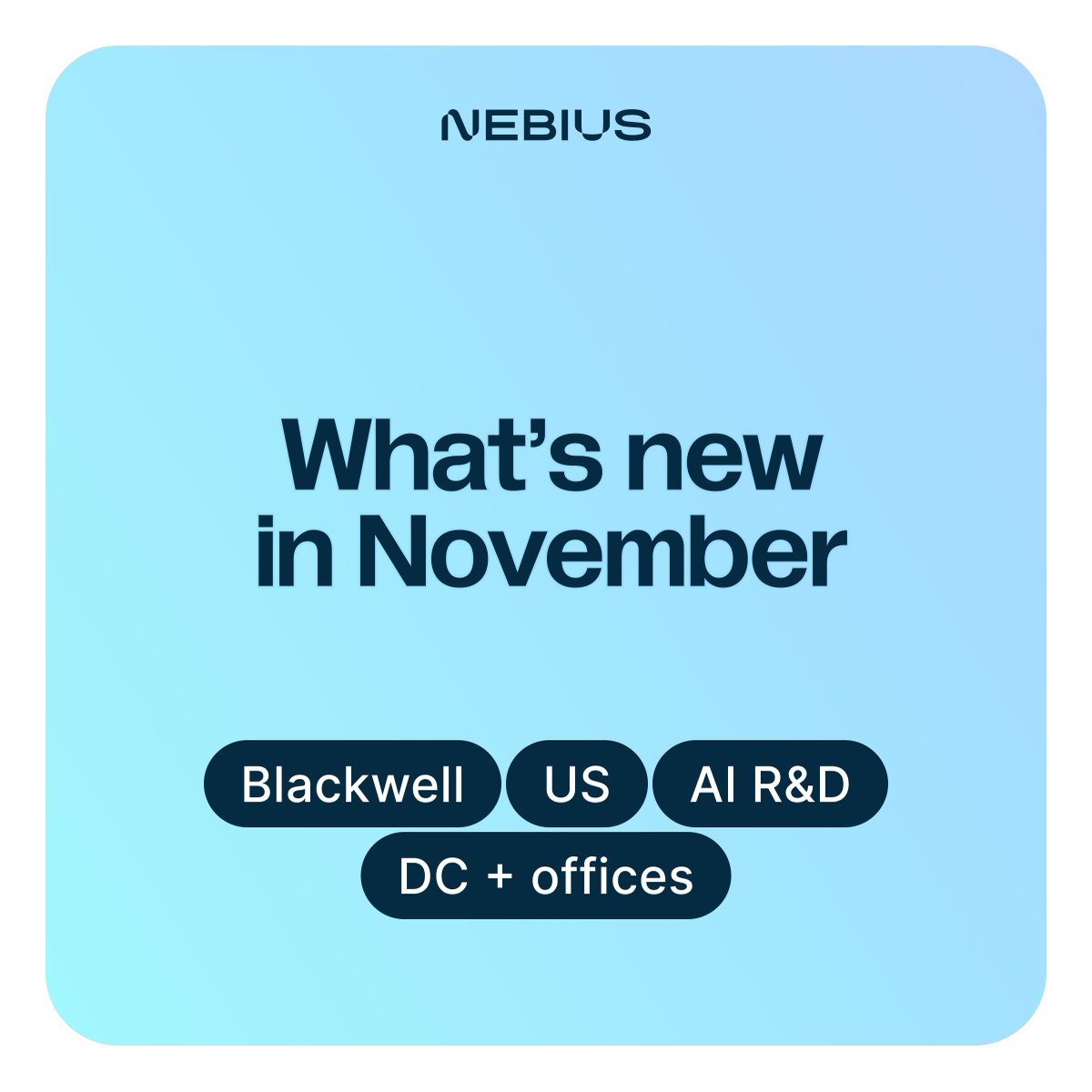November was a busy month for <a href="/nebiusai/">Nebius</a>. From opening pre-orders for <a href="/nvidia/">NVIDIA</a> Blackwell GPU-powered clusters to expanding to a new US #datacenter in Q1 2025, the team had packed couple of weeks. Read the latest newsletter here: 
nebius.com/blog/posts/dig…