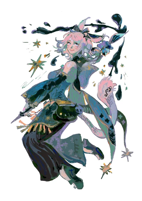 i'll be opening some quick FFXIV comms in this style for the month!! let me draw your wol/any ffxiv character (please) #ffxiv below 