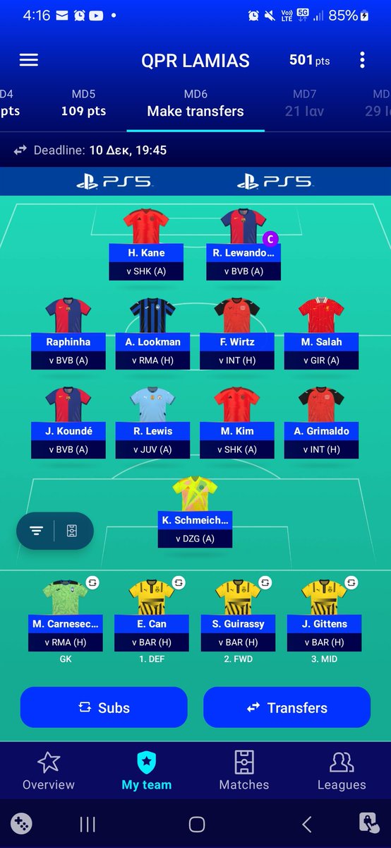 NikosRizopoulos's tweet photo. @FFBobby_ What is yours chips strategy? I have done the wildcard, should I do Limitless now? my team is below, i would like to hear your opinion. I have 2 free transfers https://t.co/wbkQEfajql