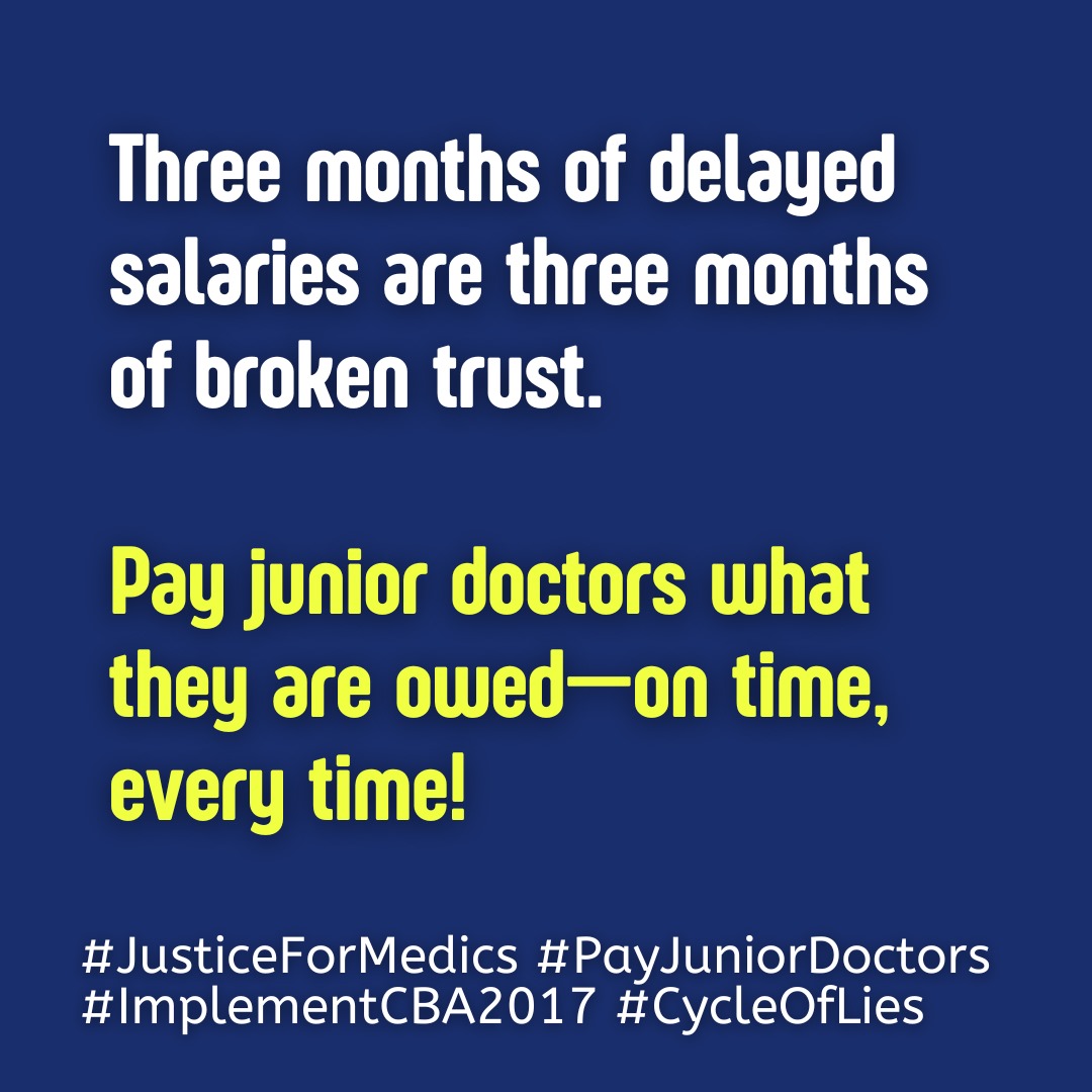 SogotiY's tweet photo. It is sad for you to be attended to by a young doctor who's fighting for their own lives, didn't get enough rest, and hasn't eaten in 16 hours. 

Let's agitate for the rights of doctors. 

#JusticeForMedics #PayJuniorDoctors #ImplementCBA2017 #CycleOfLies https://t.co/ybo5ynEIus