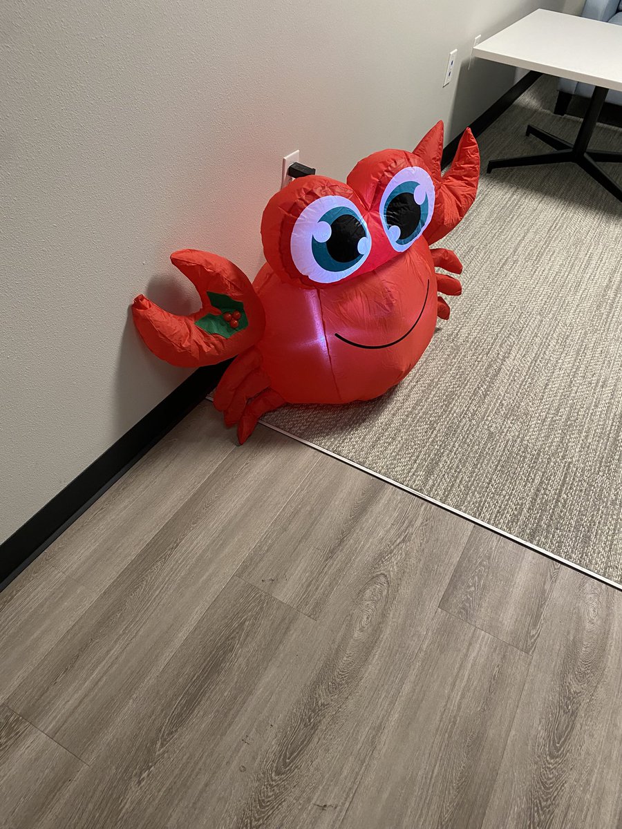 RandyKMJames's tweet photo. Psst, hey @CGProgram and @GregLaneCountry I think someone here at @KMJNOW heard our conversation about radio station Christmas decor. I never knew there was a Christmas crab? https://t.co/kCIT1A4Row