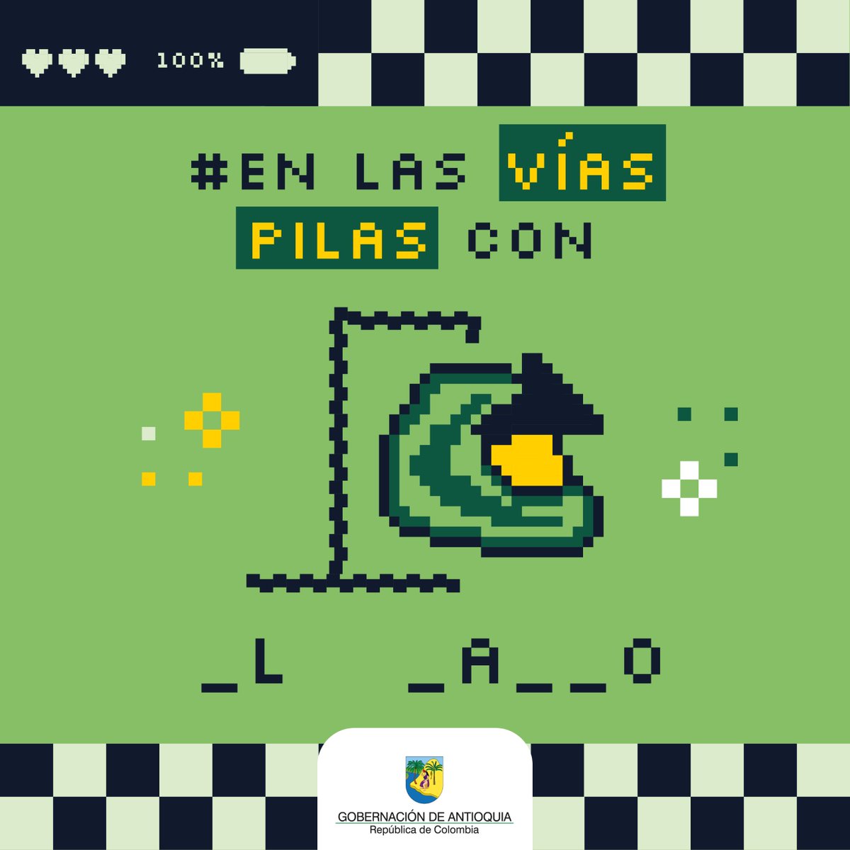GobAntioquia's tweet photo. 🚦Cada vez que sales a una vía, asumes el compromiso de mantener todas las vidas a salvo, incluyendo la tuya 😍. 
Como conductor, pasajero, peatón, ciclista o motociclista #EnLasVíasPilasConlaVida. @ObrasAntioquia 
✏️Completa la frase: En las vías, pilas con... https://t.co/mqgjZTiHBt