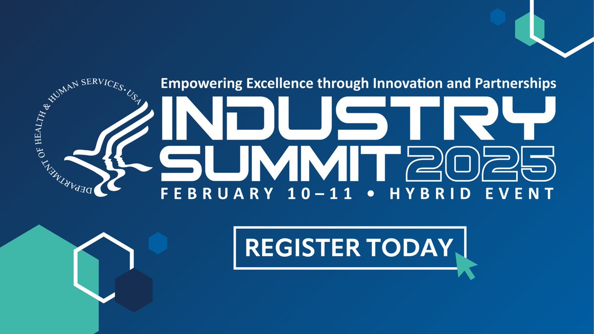 HHSSmallBiz's tweet photo. Registration is NOW OPEN for the HHS Industry Summit!

Why attend? Connect with HHS

Specialized Tracks (Procurement, Innovation &amp; Training) Exhibit Pavilion Matchmaking

Hybrid event: Feb 10-11

Register today: https://t.co/GsrOHVQ6oI

#HHSIndustrySummit https://t.co/AKbx3fLuvM