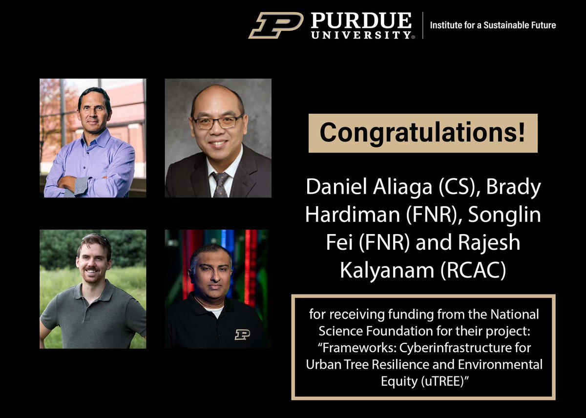 PurdueISF's tweet photo. Congratulations to #PurdueISF faculty affiliates Daniel Aliaga, Brady Hardiman, Songlin Fei and Rajesh Kalyanam for receiving funding from NSF! @PurdueCS @PurdueFNR @PurdueRCAC https://t.co/KCFlWF5OzM https://t.co/HbYt3bu5VC