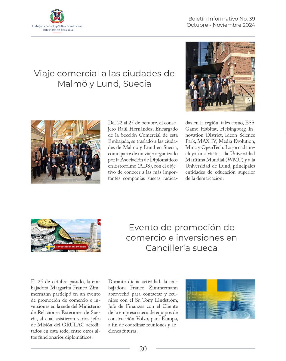 Les compartimos las páginas de la 17 a la 20 de nuestro boletín correspondiente a los meses de octubre y noviembre de 2024. Esperamos sea de su agrado.