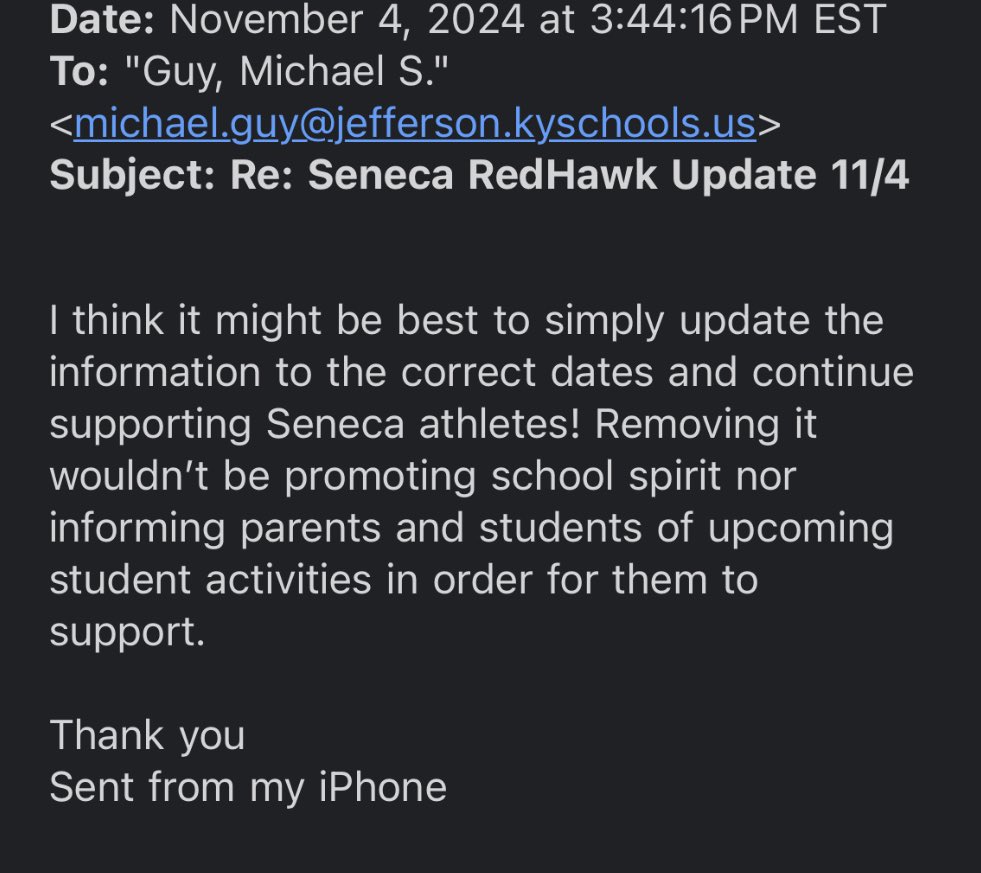 This is Michael Guy the <a href="/Seneca_High/">Seneca High School</a> principal for <a href="/JCPSKY/">JCPS</a> <a href="/JCPSSuper/">Dr. Brian Yearwood</a> &amp; he would rather show NO support than make an effort to support your kids and their dreams…Guy won’t even fight to keep a helluva coach and mentor..<a href="/JCPSKY/">JCPS</a> <a href="/JCPSSuper/">Dr. Brian Yearwood</a>
can and should do better